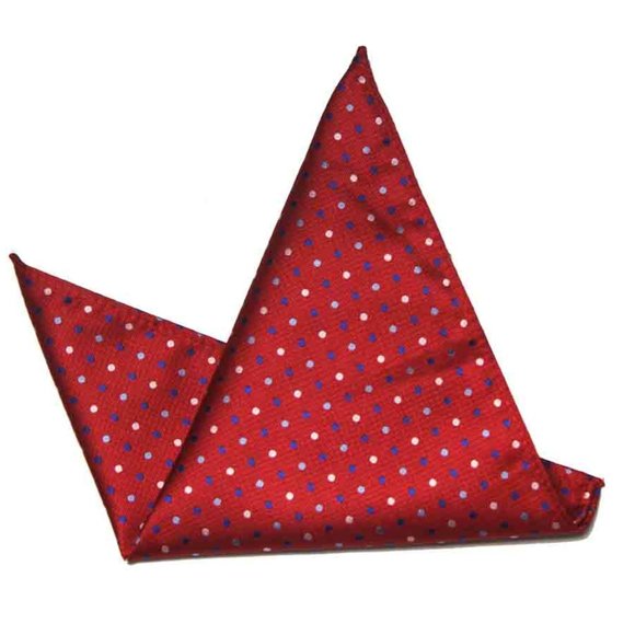 Eksel Pocket Square Red White Blue Polka Dot Silk Blend Men's - Picture 1 of 1